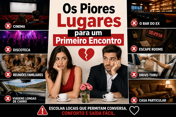 Os Piores Lugares para um Primeiro Encontro (segundo as mulheres)